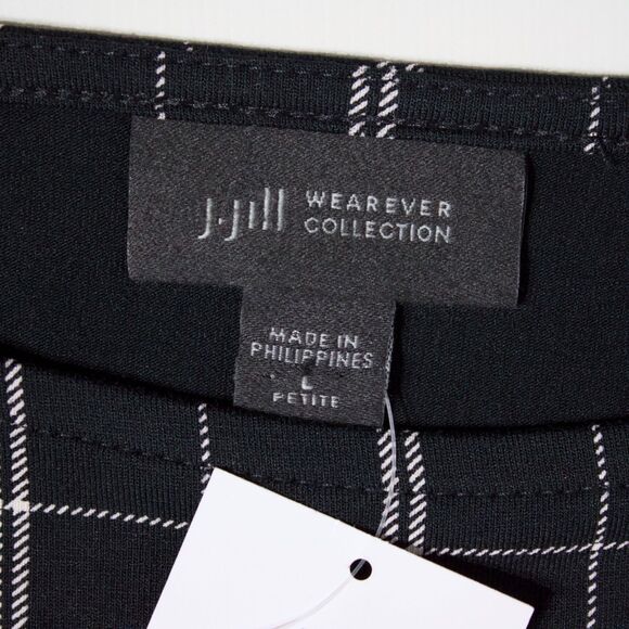 NWT $119 J. Jill Wearever Collection Faux Wrap Dress Black Plaid Women Size LP - Picture 9 of 15